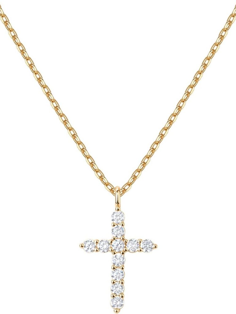 14K Gold Plated Cubic Zirconia Cross Necklace for Women